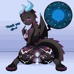 4_toes anthro barefoot blush bodily_fluids body_writing breasts cum cum_in_ass cum_in_vagina cum_inside cum_on_breasts feet female genital_fluids horn impregnation looking_at_viewer ovum solo sperm_cell tail tally_marks toes wings momodesugart mythology ruby_onyx_(hiloo) dragon mythological_creature mythological_scalie scalie 1:1 2d_animation animated hi_res short_playtime herm_(lore)
