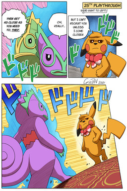 ambiguous_gender anthro aura bow_tie dialogue feral floor green_body group pink_body red_bow_tie serious_expression serious_face simple_background speech_bubble speed_lines text tile tile_floor trio walking yellow_body crizbn jojo's_bizarre_adventure menacing_approach nintendo pokemon pokemon_mystery_dungeon spike_chunsoft stardust_crusaders purple_kecleon_(character) generation_1_pokemon generation_3_pokemon kecleon pikachu pokemon_(species) shiny_pokemon 2021 2:3 comic english_description english_text japanese_text meme watermark