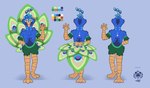 anthro dots female gesture happy male markings salute solo striped_markings stripes naoto avian bird galliform peafowl phasianid absurd_res hi_res model_sheet