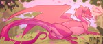 bedroom_eyes butt feral genitals lying_on_ground male narrowed_eyes on_ground penis pink_body romantic seductive sky solo wings worngside mythology wings_of_fire jambu_(wof) dragon mythological_creature mythological_scalie rainwing_(wof) scalie hi_res