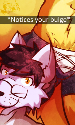 anthro black_hair black_nose brown_body brown_fur bulge camera_view clothed clothing duo eyewear faceless_character faceless_male fur glasses grey_body grey_fur hair looking_at_viewer male male/male multicolored_body multicolored_fur orange_background partially_clothed pubes selfie short_hair simple_background tan_body tan_fur text tongue tongue_out topless two_tone_body two_tone_fur underwear whiskers white_body white_fur yellow_background yellow_eyes ventkazemaru snapchat brian_(ventkazemaru) canid canine canis fox mammal wolf 2017 3:5 english_text hi_res signature watermark