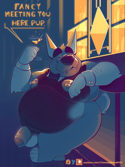 anthro arm_hair arm_tuft barbell_piercing belly belly_hair big_belly body_hair chest_hair elbow_tuft excessive_body_hair eyes_closed foreskin genitals holding_cocktail humanoid_genitalia humanoid_penis male male_anthro moobs nipple_barbell nipple_piercing nipples obese obese_anthro obese_male overweight overweight_anthro overweight_male penis piercing pink_nipples pubes solo standing tuft chocolateandmilk richard_(chocolateandmilk) canid canine canis domestic_dog mammal 3:4 hi_res
