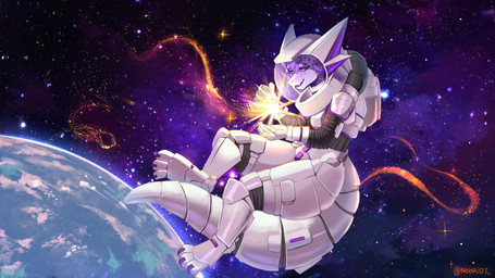 3_toes 4_fingers anthro armor clothing detailed_background feet femboy fingers floating headgear horn male planet pupils purple_body purple_scales scales solo space spacesuit star tail thick_thighs toes white_pupils nodriot purple_lust_(2dt) kobold reptile scalie absurd_res hi_res