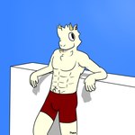 abdominal_hair abs anthro boxers_(clothing) bulge clothed clothing fluffy fur horn male muscular muscular_anthro muscular_male pecs pose pubes red_clothing relaxing solo tan_body tan_fur topless underwear phoen bovid caprine goat mammal 1:1