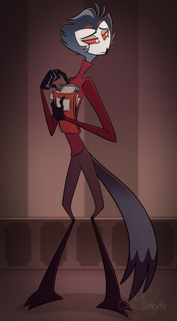 4_eyes anthro beak bottomwear chest_tuft clothed clothing feathers folder head_turned holding_folder holding_object looking_away male mouth_closed multi_eye pants paper red_eyes sad shirt solo standing tail tail_feathers topwear tuft atimon hellaverse helluva_boss stolas_(helluva_boss) avian bird demon owl owl_demon 2026 hi_res signature