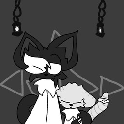 anthro elderly female lamp male male/female mask solo tail tail_hug wearing_mask arte_misee domestic_cat felid feline felis mammal 1:1 monochrome daughter_(lore) father_(lore) father_and_child_(lore) father_and_daughter_(lore) parent_(lore) parent_and_child_(lore) parent_and_daughter_(lore)