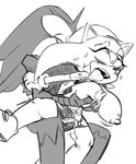 ahegao anthro big_breasts bodily_fluids breast_grab breasts carrying_another clothing cosplay crossgender duo female genitals hand_on_breast looking_pleasured male male/female nipples penis pussy size_difference sweat torn_clothing vaginal missphase nintendo pokemon sega sonic_the_hedgehog_(series) sonic_the_hedgehog blaziken generation_3_pokemon pokemon_(species) hi_res monochrome