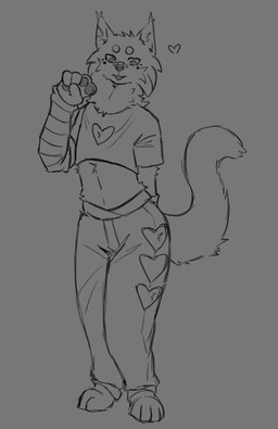 5_fingers anthro arm_warmers armwear band-aid bandage barefoot big_tail black_spots bottomwear cheek_markings cheek_spots cheek_tuft circle_eyebrows cleavage_cutout clothed clothed_anthro clothed_male clothing crop_top cute_fangs cutout ear_tuft eyebrows facial_markings facial_tuft fangs feet femboy fingers fluffy fluffy_tail fully_clothed fully_clothed_anthro fully_clothed_male gesture hand_behind_back hand_gesture head_markings heart_cutout heart_nose heart_symbol hip_vent inner_ear_fluff looking_down male markings one_fang open_mouth oversized_bottomwear oversized_clothing oversized_pants pants pattern_arm_warmers pattern_armwear pattern_clothing pawpads shirt solo spots striped_arm_warmers striped_armwear striped_clothing stripes tail teeth topwear tuft v_sign nihyl kyun_(nihyl) felid feline lynx mammal 2025 hi_res monochrome sketch