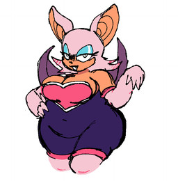 5_fingers anthro armwear back_wings bare_shoulders bat_ears bedroom_eyes big_breasts big_ears biped black_membrane black_nose black_wings blue_eyeshadow breasts cleavage clothed clothed_anthro clothed_female clothing curvy_figure elbow_gloves eyelashes eyeshadow female female_anthro fingers front_view gloves hair hand_on_hip handwear huge_hips huge_thighs legwear leotard looking_at_viewer makeup membrane_(anatomy) membranous_wings narrowed_eyes navel_outline open_mouth overweight overweight_anthro overweight_female pink_heart pupils purple_clothing purple_leotard seductive simple_background solo standing strapless_clothing strapless_leotard tan_body tan_inner_ear thick_thighs thigh_highs three-quarter_view voluptuous voluptuous_anthro voluptuous_female white_background white_clothing white_ears white_eyes white_hair white_legwear white_mouth white_thigh_highs wide_hips wings starcraynie sega sonic_the_hedgehog_(series) rouge_the_bat bat mammal 2025 colored english_description flat_colors portrait three-quarter_portrait