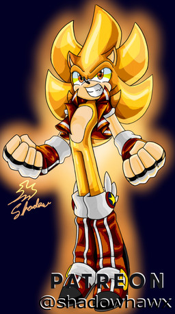 anthro clothing featureless_crotch footwear glowing jacket male shoes simple_background smile solo standing topwear shadowhawx95 sega sonic_the_hedgehog_(series) sonic_the_hedgehog super_sonic eulipotyphlan hedgehog mammal hi_res