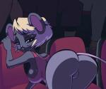 2015 2d_animation 6:5 animated anthro bear_and_bunny_boo bent_over blonde_hair breasts butt clothed clothing digital_media_(artwork) featureless_crotch female frame_by_frame full_body_trembling fur grey_body grey_eyes grey_fur hair half-closed_eyes mammal mouse murid murine narrowed_eyes pink_nose presenting presenting_hindquarters rear_view rodent screencap shaking_butt short_hair short_playtime side_boob solo speedoru twitching