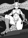 antennae_(anatomy) areola big_breasts black_claws breasts claws eyelashes fangs feather_pubes feathered_wings feathers female front_view genitals grey_areola grey_body grey_eyes grey_feathers grey_nipples grey_scales head_wings navel night nipples nude pale_skin pussy scales solo tail tail_feathers teeth thick_thighs unusual_wing_placement wide_hips wings erueito devilman_(series) sirène_(devilman) animal_humanoid avian avian_humanoid bird_humanoid humanoid siren winged_humanoid 3:4 absurd_res hi_res monochrome