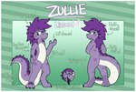 black_tongue border claws female fluffy fluffy_hair green_eyes hair markings nude nude_female purple_body purple_hair scale_markings scales scutes short_stack solo tongue white_border graedius_(artist) zullie_(graedius) lizard reptile scalie model_sheet reference_image