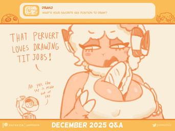 2_horns accessory anthro big_breasts blush blush_stickers bone breasts cleavage cleavage_cutout clothed clothing curled_horn cutout dialogue eyebrow_through_hair eyebrows eyelashes female flower flower_in_hair food food_fetish hair hair_accessory half-closed_eyes horn narrowed_eyes nipple_outline open_mouth plant q&a simple_background skeleton suggestive suggestive_food text topwear translucent translucent_hair gammainks flor_(gammainks) gamma_(gammainks) animated_skeleton bovid caprine mammal sheep undead 2025 absurd_res digital_media_(artwork) english_text hi_res monochrome orange_monochrome