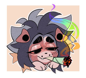 angelbite_piercing anthro blue_body blue_fur blue_hair brown_body brown_fur chibi drugs ear_piercing facial_piercing fangs female fur gauged_ear hair half-closed_eyes lip_piercing marijuana marijuana_blunt narrowed_eyes piercing simple_background smile smoking smoking_marijuana solo substance_intoxication tan_body tan_fur teeth sparkibarki sparki canid canine canis domestic_dog herding_dog mammal pastoral_dog sheepdog shetland_sheepdog hi_res nonbinary_(lore) trans_(lore) trans_man_(lore)