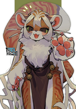 anthro female paws solo stripes felid mammal pantherine tiger hi_res