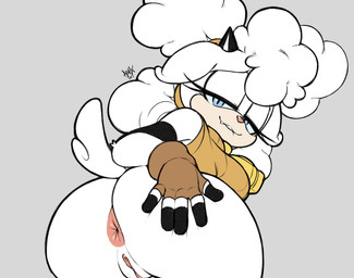 anthro anus bedroom_eyes big_butt bite biting_lip blue_eyes butt clothing female fingerless_gloves fur genitals gloves handwear horn narrowed_eyes seductive shirt solo tail topwear vulva white_body white_fur white_wool wool_(fur) a1x1az idw_publishing sega sonic_the_hedgehog_(comics) sonic_the_hedgehog_(idw) sonic_the_hedgehog_(series) lanolin_the_sheep_(sonic) bovid caprine mammal sheep 2023 hi_res