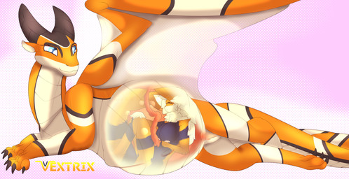 anthro belly big_belly duo female feral genitals huge_belly pokemorph pregnant pregnant_female pregnant_feral unbirthing vaginal vore vulva vextrix mythology nintendo pokemon arc_vap arcanine dragon eeveelution generation_1_pokemon mythological_creature mythological_scalie pokemon_(species) scalie vaporeon hi_res
