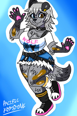 anthro big_butt butt female fluffy fluffy_tail huge_butt tail wide_hips pacifickeystone epic_games fortnite wolfie_(fortnite) canid canine canis mammal wolf 2:3 hi_res