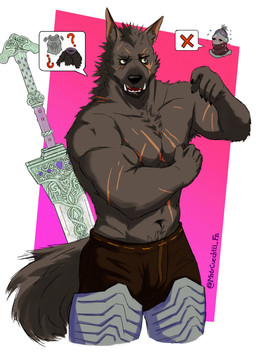 anthro biceps biped fangs fur male male_anthro melee_weapon muscular muscular_anthro muscular_male navel scar simple_background solo sword tail teeth weapon mstrcuechtli elden_ring fromsoftware blaidd_(elden_ring) canid canine mammal absurd_res digital_drawing_(artwork) digital_media_(artwork) hi_res