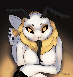 anthro black_tongue female long_tongue solo tongue tongue_out wings kisera arthropod insect lepidopteran moth absurd_res hi_res