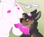 ambiguous_gender animal_genitalia animal_penis anthro blush canine_genitalia canine_penis crotch_sniffing duo erection fur genitals hair licking male monorchid musk nipples nude oral overweight penile penis penis_lick praise scar sex sniffing text tongue tongue_out kaiizree bryn_(polar_bear) korwin bear mammal polar_bear ursine