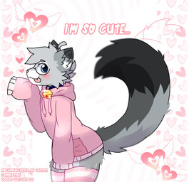 anthro bell bell_collar blep blue_collar blue_eyes blush bottomwear clothed clothing collar dipstick_ears dipstick_tail ear_markings eyewear femboy flirting flirting_with_viewer footwear fur glasses gold_bell grey_body hair hand_between_legs heart_symbol hoodie leg_warmers legwear long_sleeves looking_at_viewer male markings multicolored_ears one_eye_closed oversized_clothing oversized_hoodie oversized_topwear pattern_bottomwear pattern_clothing pink_clothing pink_hoodie pink_nose pink_topwear simple_background smile socks solo spots spotted_markings striped_bottomwear striped_clothing stripes tail tail_markings thigh_highs thigh_socks tongue tongue_out topwear mochimunchkinz nixuelle domestic_cat egyptian_mau felid feline felis mammal 2025 2026 absurd_res digital_media_(artwork) hi_res
