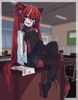 academic_grade adolescent anthro black_body black_fur black_nipples blue_eyes bottomwear breasts classroom clothed clothing clothing_around_one_leg feet female fur hair legwear loli navel navel_piercing nipples open_clothing open_shirt open_topwear panties panties_around_one_leg panties_down partially_clothed piercing raised_bottomwear raised_clothing raised_skirt red_hair school school_uniform shirt side-tie_panties sitting skirt small_breasts solo thigh_highs topwear underwear underwear_around_one_leg underwear_down uniform young young_anthro young_female sicmop reina_(reinabaird) ailurid mammal red_panda 2021 hi_res