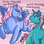 aids duo feathered_wings feathers female feral horn parody pre-g4 quadruped wings unknown_artist hasbro mlp_g1 my_little_pony my_little_pony_'n_friends mythology fizzy_(mlp) wind_whistler_(pre-g4) equid equine mammal mythological_creature mythological_equine pegasus unicorn 1:1 digital_media_(artwork) low_res oekaki