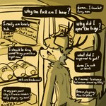 2024 2_horns anthro appliance biped canid canine canis chee4newt copper_the_fennec curved_horn domestic_dog fridge fur hi_res horn kitchen_appliance male mammal nude_anthro nude_male slim_anthro slim_male solo tired_look yellow_body yellow_fur