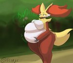 after_vore amber_eyes anthro anthro_pred belly belly_overhang belly_rolls belly_squeeze big_belly big_breasts big_butt big_ears big_tail black_eyebrows blurred_background bodily_noises breast_expansion breasts burp_cloud burping butt butt_expansion cheek_tuft cloud_emanata cross-eyed day death derived_sound_effect detailed_background dirt_path emanata expansion eye_roll eyebrows facial_tuft fatal_vore featureless_breasts female female_anthro female_pred fluffy fluffy_tail forest forest_background fully_inside green_burp_cloud green_text grey_text half-closed_eyes hand_on_belly hand_on_own_belly huge_belly huge_breasts huge_butt huge_thighs inner_ear_fluff motion_lines narrowed_eyes nature nature_background navel nude nude_anthro nude_female onomatopoeia open_mouth outside plant post_vore_weight_gain pupils red_tongue rumbling_stomach slosh sloshing_belly snout soft_vore solo sound_effects standing tail teeth text thick_thighs thigh_expansion three-quarter_view tongue tongue_out tree tuft twitter_handle unseen_prey vore weight_gain wide_hips tcsrjx nintendo pokemon canid delphox generation_6_pokemon mammal pokemon_(species) 2024 absurd_res artist_name digital_media_(artwork) digital_painting_(artwork) english_description english_text hi_res shaded