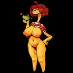 ahoge anthro areola beady_eyes big_breasts black_eyes breasts brown_hair eyelashes featureless_feet feet female food food_on_breasts front_view hair holding_food holding_object huge_breasts long_neck navel nipples orange_areola orange_nipples pokemorph short_hair simple_background slightly_chubby slightly_chubby_anthro slightly_chubby_female solo thick_thighs transparent_background wide_hips yellow_body yolkbyte nintendo pokemon generation_2_pokemon pokemon_(species) shuckle 1:1 alpha_channel