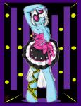 anthro barricade_tape breasts caution_tape cleavage clothed clothing dress eyes_closed eyewear female glasses hair pasties pose solo white_hair sean_blackthorne friendship_is_magic hasbro lady_gaga my_little_pony photo_finish_(mlp) equid equine horse mammal pony