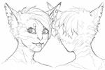 ambiguous_gender anthro ear_piercing eyelashes looking_at_viewer piercing solo tongue tongue_out tongue_piercing daryabler felid mammal greyscale hi_res monochrome sketch