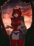 2019 3:4 5_fingers anthro breasts canid canine canis clothing covered_eyes curtain_doggo_(photonoko) detailed_background digital_media_(artwork) domestic_dog female fingers fluffy fur furgonomics general-irrelevant gesture grey_body grey_fur guess_i'll_die hi_res hoodie humanoid_hands legwear mammal meme outside panties reaction_image shrug sleeveless sleeveless_hoodie solo squish standing thigh_gap thigh_highs thigh_squish topwear underwear