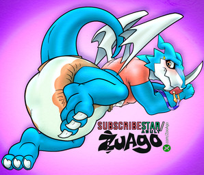 3_toes abstract_background ageplay anthro big_diaper biped blue_body blush claws clean_diaper clothed clothing diaper embarrassed feet infantilism male object_in_mouth pacifier pacifier_in_mouth raised_tail red_pacifier roleplay simple_background solo tail toe_claws toes wearing_diaper wings zuago bandai_namco digimon digimon_(species) exveemon scalie 2026 digital_media_(artwork) hi_res