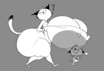 age_difference anthro arms_bent bare_shoulders barefoot belly bent_arm big_breasts big_butt big_eyes big_head big_mouth_(anatomy) big_nipples biped bottomwear breasts bulging_breasts butt clothed clothed_anthro clothed_female clothing constricted_pupils curved_eyebrows dark_ears dark_nose dark_whiskers dipstick_tail dress duo extreme_size_difference eyebrows eyelashes fangs feet female floating_eyebrows freckled_face freckles grey_background hand_behind_back happy head_turned heart_symbol hearts_around_head huge_breasts huge_butt huge_nipples hyper hyper_breasts hyper_butt larger_female long_eyelashes looking_at_another looking_at_another's_breasts looking_at_breasts looking_back looking_up looking_up_at_another male male/female markings monotone_background mouth_closed nipple_outline nipples no_irises older_female on_one_leg one_eye_half-closed open_mouth open_smile plantigrade pointy_ears prick_ears pupils question_mark raised_eyebrow shadow shorts side_view simple_background size_difference skimpy skimpy_dress slightly_chubby slightly_chubby_anthro slightly_chubby_female small_pupils smaller_male smile smiling_at_another standing tail tail_markings teeth thick_thighs thin_eyebrows tongue topless topless_anthro topless_male walking whiskers white_heart wide_eyed young young_anthro young_male younger_male axoloch the_complex_adventures_of_eddie_puss eddie_puss mother_puss domestic_cat felid feline felis mammal 2025 black_and_white digital_drawing_(artwork) digital_media_(artwork) hi_res monochrome mother_(lore) mother_and_child_(lore) mother_and_son_(lore) parent_(lore) parent_and_child_(lore) parent_and_son_(lore) son_(lore)