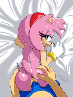anthro anus blush butt butt_grab doggystyle duo female from_behind_position genitals green_eyes hand_on_butt male male/female penetration penile penile_penetration penis penis_in_vagina pink_body sex tail tail_motion tailwag vaginal vaginal_penetration spindasher98 sega sonic_the_hedgehog_(series) amy_rose sonic_the_hedgehog eulipotyphlan hedgehog mammal 3:4 hi_res