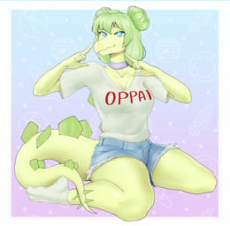 abstract_background anthro bent_legs biped blue_eyes border bottomwear breasts choker clothed clothed_anthro clothed_female clothing denim denim_bottomwear denim_clothing denim_shorts feet female fingers footwear front_view green_body green_hair hair humanoid_feet humanoid_hands jewelry long_hair looking_at_viewer medium_breasts necklace non-mammal_breasts plantigrade pose shirt shorts sitting smile socks solo sparkles spiked_tail spikes spikes_(anatomy) tail topwear white_border white_clothing white_shirt white_topwear tdraw cavemanon_studios goodbye_volcano_high ko_op_(game_developer) snoot_game stella_(gvh_beta) dinosaur ornithischian prehistoric_species reptile scalie stegosaurian stegosaurus thyreophoran absurd_res colored full-length_portrait hi_res portrait shaded
