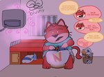 anthro clothed clothing diaper diaper_fetish feces full_diaper fur hair hypnosis male mind_control overweight overweight_male red_body shirt soiled soiled_diaper solo tail text topwear unclean_diaper used_diaper wearing_diaper blushypanda bandai_namco mappy shiftylook goro_(mappy) domestic_cat felid feline felis mammal digital_media_(artwork) english_text hi_res