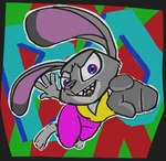 anthro female graffiti solo street_art boloid disney zootopia judy_hopps european_rabbit lagomorph leporid mammal oryctolagus rabbit digital_media_(artwork) full-length_portrait portrait