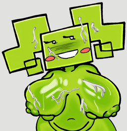 after_sex areola big_breasts blush blush_stickers bodily_fluids breasts cum cum_in_hair cum_on_breasts cum_on_face female female_humanoid genital_fluids glistening glistening_areola glistening_breasts glistening_nipples green_areola green_body green_breasts green_hair green_nipples green_skin grey_background grin hair holding_both_breasts holding_breast huge_breasts navel nipples not_furry nude nude_female nude_humanoid pigtails pink_blush simple_background smile solo square_(anatomy) square_head smogchelo mario_bros nintendo paper_mario mimi_(paper_mario) humanoid 2025 digital_media_(artwork) hi_res