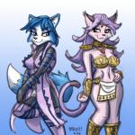 :3 alternate_costume anthro armor belly black_bottomwear black_clothing black_jacket black_nose black_topwear blue_background blue_body blue_boots blue_clothing blue_eyes blue_eyeshadow blue_footwear blue_fur blue_hair blue_jacket blue_legwear blue_tail blue_thigh_boots blue_thigh_highs blue_topwear boots bottomwear breasts brown_eyes cheek_tuft choker cleavage closed_smile clothed clothing clothing_swap dipstick_tail duo ear_tuft eyebrows eyelashes eyeshadow facial_tuft fangs female fluffy fluffy_tail footwear forehead_gem fully_clothed fur fur_tuft gem glistening glistening_eyes glistening_nose gold_(metal) gold_armor gold_choker gold_jewelry gold_necklace gradient_background green_eyes hair hair_size_difference half-closed_eyes hand_on_hip inner_ear_fluff jacket jewelry legwear light loincloth long_hair long_tail looking_aside looking_at_viewer makeup markings medium_breasts midriff monotone_armor monotone_bottomwear monotone_clothing mouth_closed multicolored_body multicolored_boots multicolored_bottomwear multicolored_clothing multicolored_footwear multicolored_fur multicolored_jacket multicolored_legwear multicolored_loincloth multicolored_tail multicolored_thigh_boots multicolored_thigh_highs multicolored_topwear narrowed_eyes navel necklace on_one_leg pauldron pendant pink_body pink_fur pointy_ears prick_ears purple_body purple_boots purple_clothing purple_eyeshadow purple_footwear purple_fur purple_hair purple_jacket purple_legwear purple_thigh_boots purple_thigh_highs purple_topwear ruby_(gem) ruby_necklace shadow shoes short_hair simple_background slim small_waist smile snout standing tail tail_markings tail_size_difference teeth thigh_boots thigh_highs thin_tail topwear tribal tribal_armor tribal_clothing tribal_jewelry tuft two_tone_body two_tone_boots two_tone_bottomwear two_tone_clothing two_tone_footwear two_tone_fur two_tone_legwear two_tone_loincloth two_tone_tail two_tone_thigh_boots two_tone_thigh_highs two_tone_topwear unconvincing_armor vambrace white_background white_belly white_body white_bottomwear white_clothing white_fur white_loincloth white_tail white_tail_tip white_topwear wide_hips yellow_bottomwear yellow_clothing yellow_loincloth yellow_topwear heresy_(artist) cyberconnect2 little_tail_bronx nintendo solatorobo star_fox krystal_(star_fox) opera_kranz canid canine domestic_cat felid feline felineko felis fox mammal 1:1 2016 crossover digital_media_(artwork) hi_res shaded signature