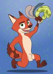 abstract_background animal_genitalia anthro balls brown_body brown_fur casual_nudity clothing clothing_aside fangs fully_sheathed fur genitals green_eyes looking_at_viewer male orange_body orange_fur plantigrade running sheath solo streaking tan_body tan_fur teeth y_sheath_opening darkajugin disney zootopia nick_wilde canid canine fox mammal red_fox true_fox absurd_res hi_res