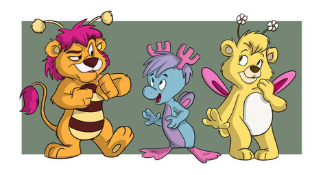 antennae_(anatomy) anthro blue_body blue_fur border brown_nose female feral fur group hair insect_wings lepidopteran_wings magenta_hair male open_mouth open_smile orange_body orange_fur purple_hair semi-anthro smile trio white_border wings yellow_body yellow_fur sibsy disney the_wuzzles bumblelion_(the_wuzzles) butterbear_(the_wuzzles) moosel_(the_wuzzles) aquatic arthropod bear bee bumble_bee_(species) butterfly deer felid hybrid hymenopteran insect lepidopteran lion mammal moose new_world_deer pantherine pinniped seal