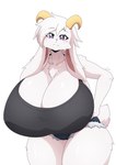 anthro big_breasts bottomwear breasts chest_tuft clothing female huge_breasts looking_at_viewer nub_tail pose shirt shorts solo tank_top thick_thighs tight_clothing topwear tuft wide_hips monokurosekai06 bovid caprine goat mammal 2025 digital_drawing_(artwork) digital_media_(artwork) hi_res