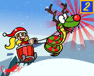 5_fingers anthro black_eyes black_hair_tie blue_eyes blue_sky brown_body brown_fur christmas_clothing christmas_headwear clear_sky clothed clothed_anthro clothed_female clothing duo eyelashes fake_antlers fake_horns fake_nose fangs female female_anthro feral fingers forked_tongue fur green_body green_scales hair happy hat headgear headwear holding_reins holidays light long_hair male male_feral midair mountain multicolored_body multicolored_scales number open_mouth open_smile outside pigtails pink_tongue red_clothing red_hat red_headwear red_shirt red_stripes red_topwear santa_hat scales shirt sky sleigh sleigh_ride smile snow snowing striped_body striped_scales stripes tan_body tan_skin teeth text_box tongue topwear two_tone_body winter yellow_body yellow_scales captainquack64 christmas donkey_kong_(series) nintendo rattly_the_rattlesnake tiny_kong kong mammal pit_viper primate rattlesnake reptile scalie snake viper 2022 colored digital_drawing_(artwork) digital_media_(artwork) english_description hi_res lighting signature