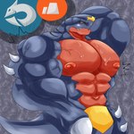 anthro big_muscles black_sclera blue_body blue_tail huge_muscles hyper hyper_muscles intersex male maleherm muscular solo spikes tail yellow_eyes chucknorris25 cybeezly cybeezlyad nintendo pokemon garchomp generation_4_pokemon pokemon_(species) 1:1 hi_res