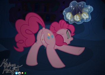 anus bodily_fluids clitoral_winking clitoris clock detailed_background equine_anus female feral genital_fluids genitals head_down_ass_up hypnosis mind_control on_model puffy_anus raised_tail solo tail vulva mistressmidnight friendship_is_magic hasbro my_little_pony pinkie_pie_(mlp) earth_pony equid equine horse mammal pony hi_res