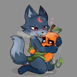 age_difference anal anal_penetration anthro arms_around_partner arms_around_waist aroused black_eyes blue_body blue_fur blue_tail blush blush_lines bodily_fluids breath carved_pumpkin chest_tuft claws cum cum_in_ass cum_inside curled_tail drooling duo ears_up facial_markings fluffy fluffy_tail food for_a_head forehead_markings fruit fur genital_fluids genitals green_claws green_legs grey_background grey_inner_ear gynomorph gynomorph/male gynomorph_penetrating gynomorph_penetrating_male head_markings heart_eyes heart_symbol holding_another intersex intersex/male intersex_penetrating intersex_penetrating_male larger_gynomorph larger_intersex leaf leaf_tail looking_at_another looking_pleasured male male_penetrated markings moan moon_(marking) motion_lines older_gynomorph older_intersex open_mouth open_smile orange_body penetration penile penile_penetration penis penis_in_ass plant plap plap_(sound) pumpkin pumpkin_head pupils saliva sex shadow simple_background size_difference smaller_male smile stem stem_on_head sweat tail teeth text tuft young young_male slasher_(artist) blushcrunch_studio dandy's_world eclipse_(dandy's_world) gourdy_holloway canid canine canis mammal object_head wolf 1:1 2026 absurd_res colored digital_drawing_(artwork) digital_media_(artwork) hi_res